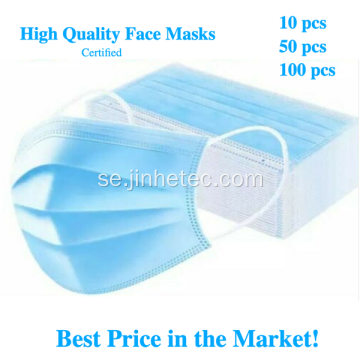 FDA CE Dispenserbar ansiktsmasker 3Ply-masker